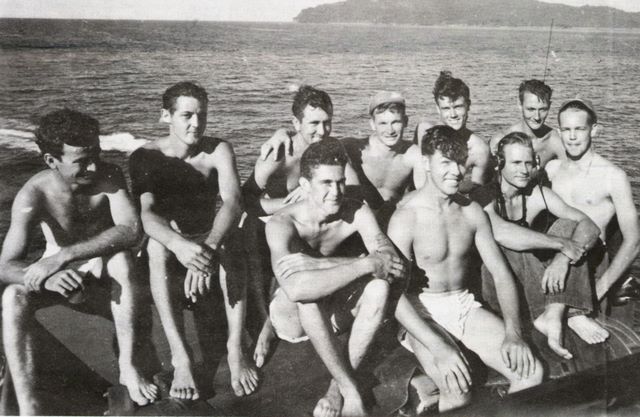 Firecontrol gang wartime. back row - 'Yardbird' Dolloff, W.C. Crews,BoBo King, Willie Wilson, Jim Milan, unknown, Wayne Polk. Front row, Fletcher Lindsay, Paul Achenbaugh, unknown, Greg Lewis.